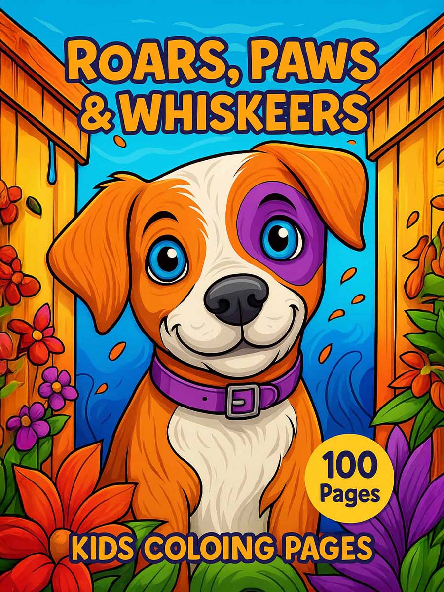 Roars, Paws & Whiskers - 100 Kids Coloring Pages
