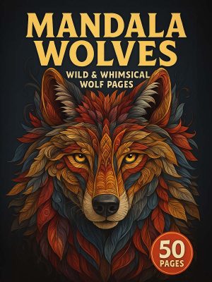 Mandala Wolves – 50 Wild & Whimsical Wolf Pages