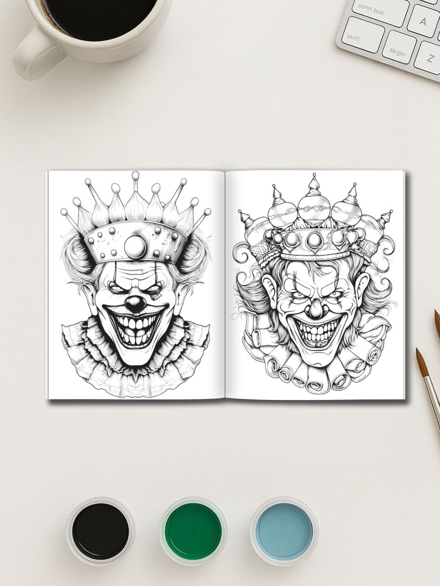 Wicked Whimsy – 25 Evil Clown Coloring Pages - Image 3